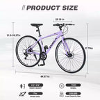 Bicicleta de carretera Whisen 28, bicicleta híbrida urbana con cuadro de aleación de aluminio Shimano de 7 velocidades y doble freno de disco