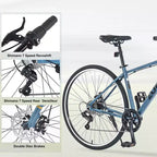 Bicicleta de carretera Whisen 28, bicicleta híbrida urbana con cuadro de aleación de aluminio Shimano de 7 velocidades y doble freno de disco