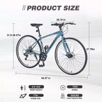Bicicleta de carretera Whisen 28, bicicleta híbrida urbana con cuadro de aleación de aluminio Shimano de 7 velocidades y doble freno de disco