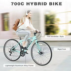 Bicicleta de carretera Whisen 28, bicicleta híbrida urbana con cuadro de aleación de aluminio Shimano de 7 velocidades y doble freno de disco