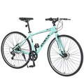 Bicicleta de carretera Whisen 28, bicicleta híbrida urbana con cuadro de aleación de aluminio Shimano de 7 velocidades y doble freno de disco