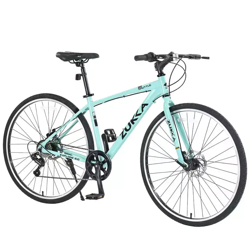 Bicicleta de carretera Whisen 28, bicicleta híbrida urbana con cuadro de aleación de aluminio Shimano de 7 velocidades y doble freno de disco