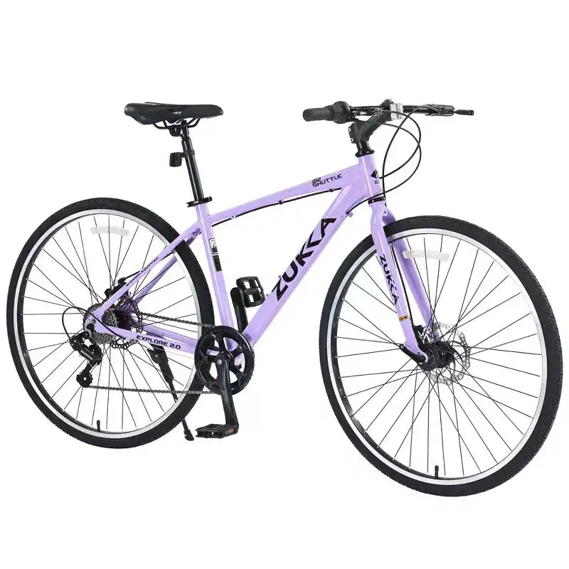 Bicicleta de carretera Whisen 28, bicicleta híbrida urbana con cuadro de aleación de aluminio Shimano de 7 velocidades y doble freno de disco