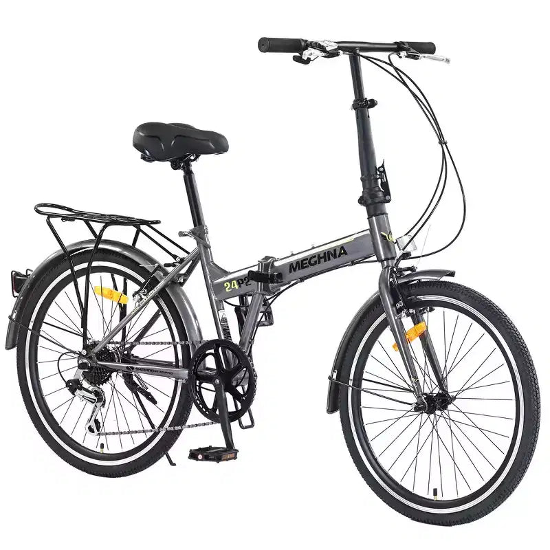 Bicicleta urbana plegable Whisen 24, bicicletas para adultos con Shimano de 7 velocidades, cuadro de acero