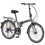 Bicicleta urbana plegable Whisen 24, bicicletas para adultos con Shimano de 7 velocidades, cuadro de acero