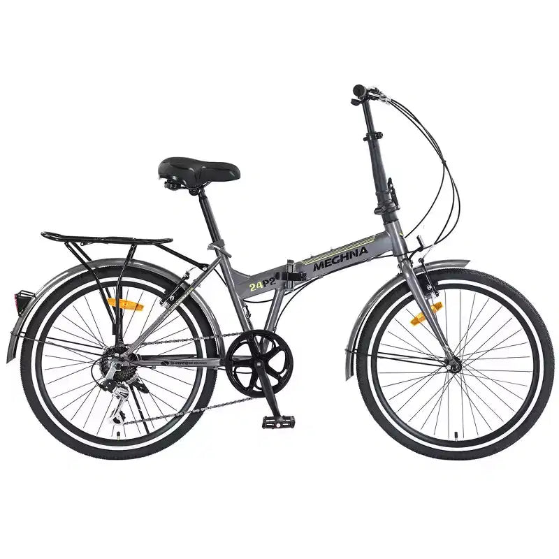Bicicleta urbana plegable Whisen 24, bicicletas para adultos con Shimano de 7 velocidades, cuadro de acero