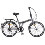 Bicicleta urbana plegable Whisen 24, bicicletas para adultos con Shimano de 7 velocidades, cuadro de acero