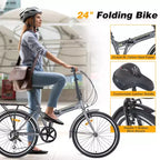 Bicicleta urbana plegable Whisen 24, bicicletas para adultos con Shimano de 7 velocidades, cuadro de acero