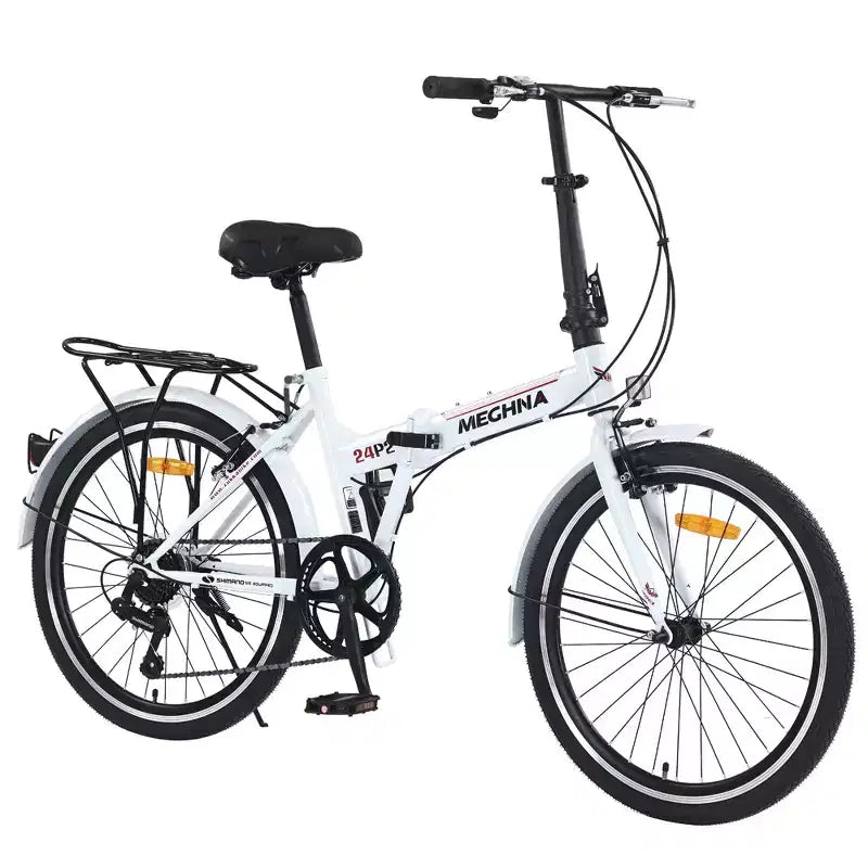 Bicicleta urbana plegable Whisen 24, bicicletas para adultos con Shimano de 7 velocidades, cuadro de acero