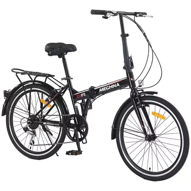Bicicleta urbana plegable Whisen 24, bicicletas para adultos con Shimano de 7 velocidades, cuadro de acero