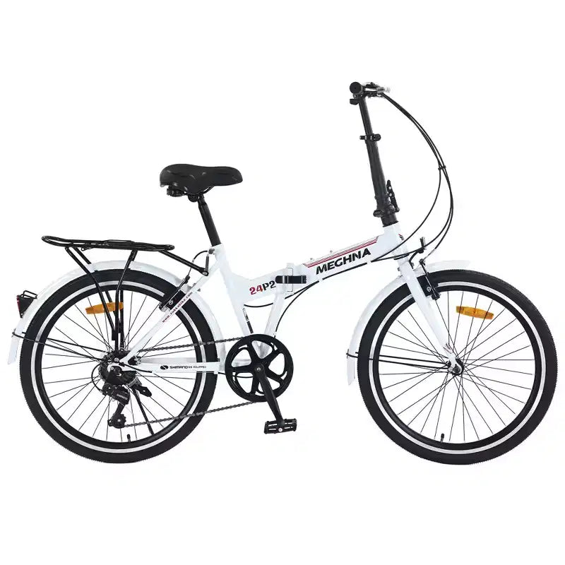 Bicicleta urbana plegable Whisen 24, bicicletas para adultos con Shimano de 7 velocidades, cuadro de acero