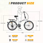 Bicicleta urbana plegable Whisen 24, bicicletas para adultos con Shimano de 7 velocidades, cuadro de acero