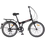Bicicleta urbana plegable Whisen 24, bicicletas para adultos con Shimano de 7 velocidades, cuadro de acero