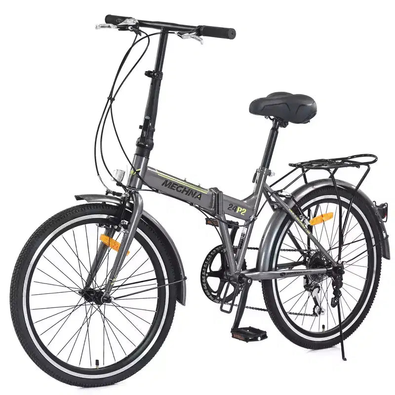Bicicleta urbana plegable Whisen 24, bicicletas para adultos con Shimano de 7 velocidades, cuadro de acero