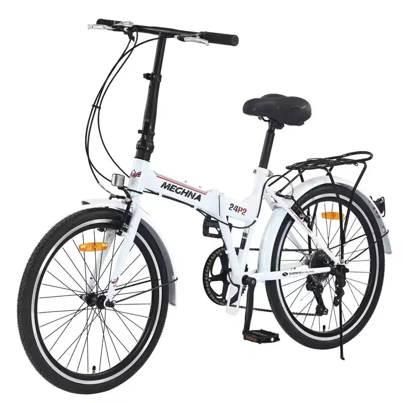 Bicicleta urbana plegable Whisen 24, bicicletas para adultos con Shimano de 7 velocidades, cuadro de acero