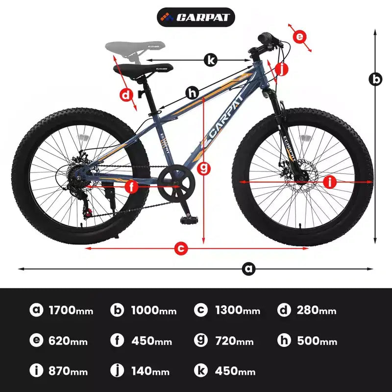 Bicicleta Okak de 24 pulgadas con neumáticos anchos y suspensión delantera, bicicleta de montaña de 7 velocidades con freno de disco y cuadro de acero de alto carbono, bicicleta de paseo para ir al trabajo