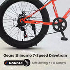 Bicicleta Okak de 24 pulgadas con neumáticos anchos y suspensión delantera, bicicleta de montaña de 7 velocidades con freno de disco y cuadro de acero de alto carbono, bicicleta de paseo para ir al trabajo
