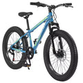 Bicicleta Okak de 24 pulgadas con neumáticos anchos y suspensión delantera, bicicleta de montaña de 7 velocidades con freno de disco y cuadro de acero de alto carbono, bicicleta de paseo para ir al trabajo
