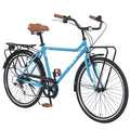 Bicicletas cruiser vintage Okak de 26 pulgadas con pata de cabra metálica, bicicleta de cercanías para adultos con cuadro metálico y cubrecadenas, bicicleta para ir al trabajo, para viajar
