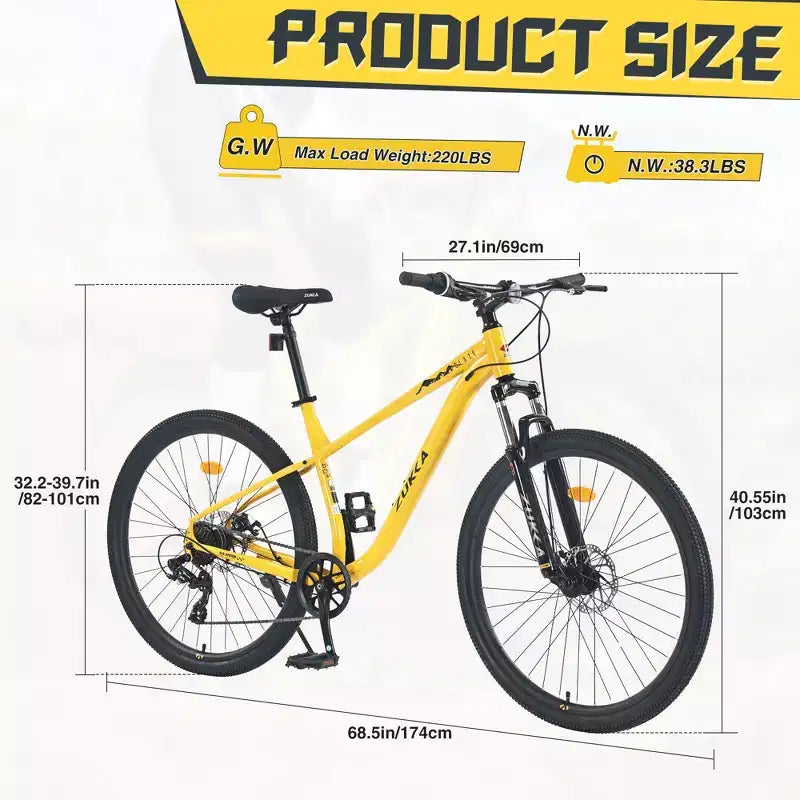 Okak Bicicleta de Montaña de 27.5 Pulgadas y 8 Velocidades con Suspensión Delantera, Bicicleta de Tierra para Niños con Frenos de Disco Dobles, Bicicleta con Cuadro de Acero para Niños y Adultos