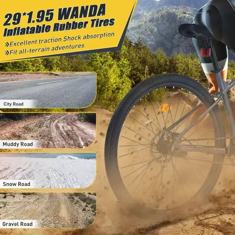 Bicicleta de Montaña Okak 29IN de Una Sola Velocidad, Bicicleta para Adultos con Cuadro de Acero y Suspensión Delantera, Bicicleta para Hombres para Viajes Diarios, Viajes, Montaña