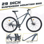 Bicicleta de Montaña Okak 29IN de Una Sola Velocidad, Bicicleta para Adultos con Cuadro de Acero y Suspensión Delantera, Bicicleta para Hombres para Viajes Diarios, Viajes, Montaña