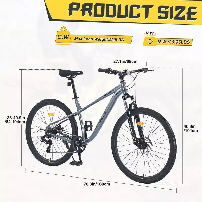 Bicicleta de Montaña Okak 29IN de Una Sola Velocidad, Bicicleta para Adultos con Cuadro de Acero y Suspensión Delantera, Bicicleta para Hombres para Viajes Diarios, Viajes, Montaña