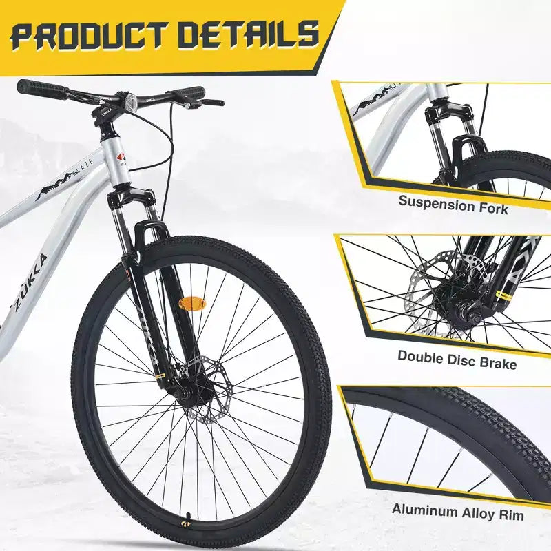 Bicicleta de Montaña Okak 29IN de Una Sola Velocidad, Bicicleta para Adultos con Cuadro de Acero y Suspensión Delantera, Bicicleta para Hombres para Viajes Diarios, Viajes, Montaña