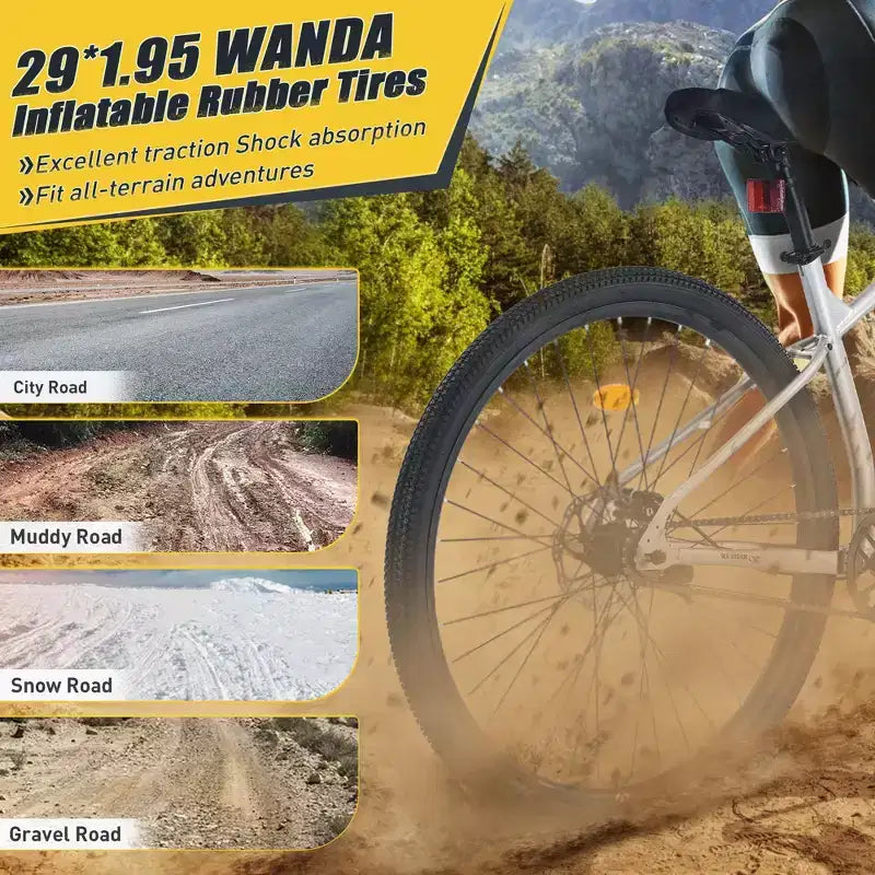 Bicicleta de Montaña Okak 29IN de Una Sola Velocidad, Bicicleta para Adultos con Cuadro de Acero y Suspensión Delantera, Bicicleta para Hombres para Viajes Diarios, Viajes, Montaña