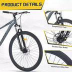 Bicicleta de Montaña Okak 29IN de Una Sola Velocidad, Bicicleta para Adultos con Cuadro de Acero y Suspensión Delantera, Bicicleta para Hombres para Viajes Diarios, Viajes, Montaña