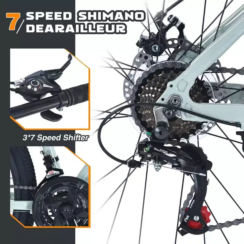 Bicicleta de montaña Okak de 27.5 pulgadas con cuadro de aleación de aluminio, bicicleta de tierra para niños con 21 velocidades y suspensión delantera, bicicleta para niños y adultos