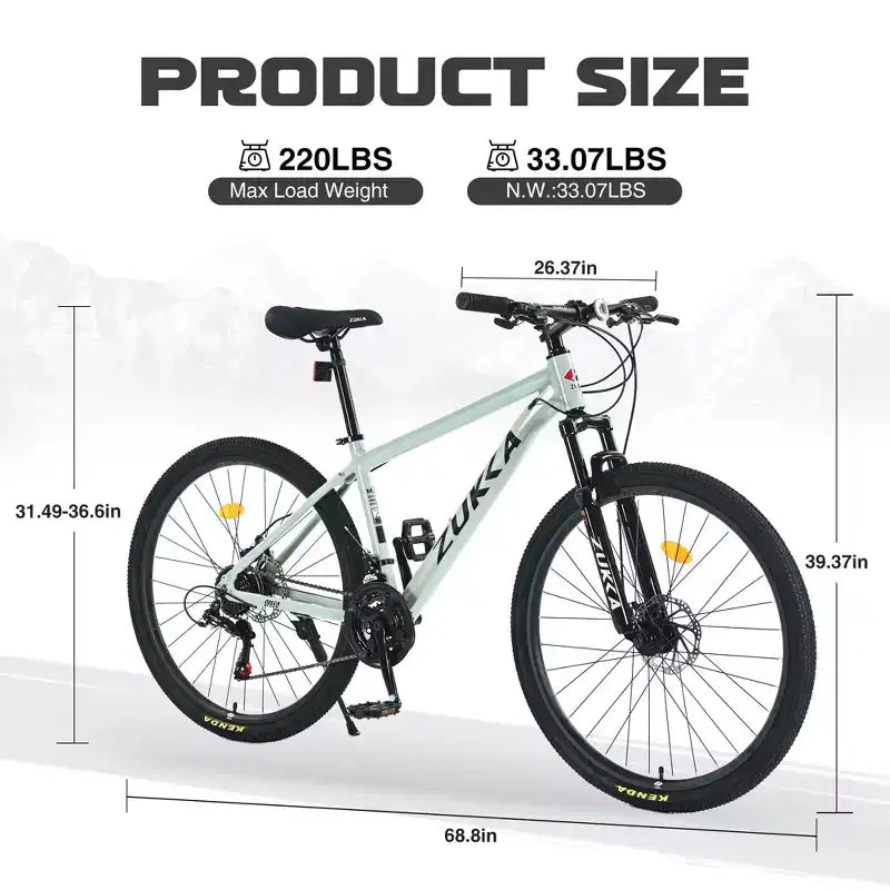 Bicicleta de montaña Okak de 27.5 pulgadas con cuadro de aleación de aluminio, bicicleta de tierra para niños con 21 velocidades y suspensión delantera, bicicleta para niños y adultos