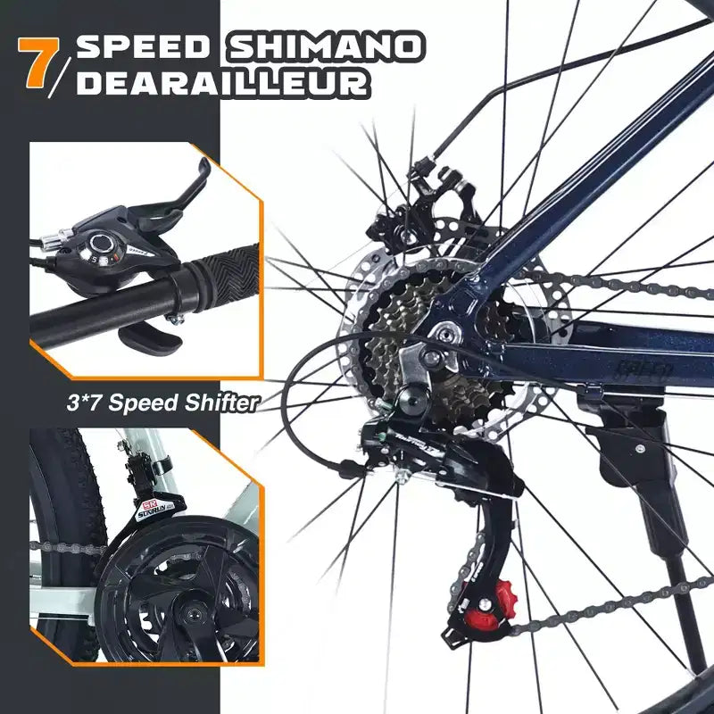 Bicicleta de montaña Okak de 27.5 pulgadas con cuadro de aleación de aluminio, bicicleta de tierra para niños con 21 velocidades y suspensión delantera, bicicleta para niños y adultos