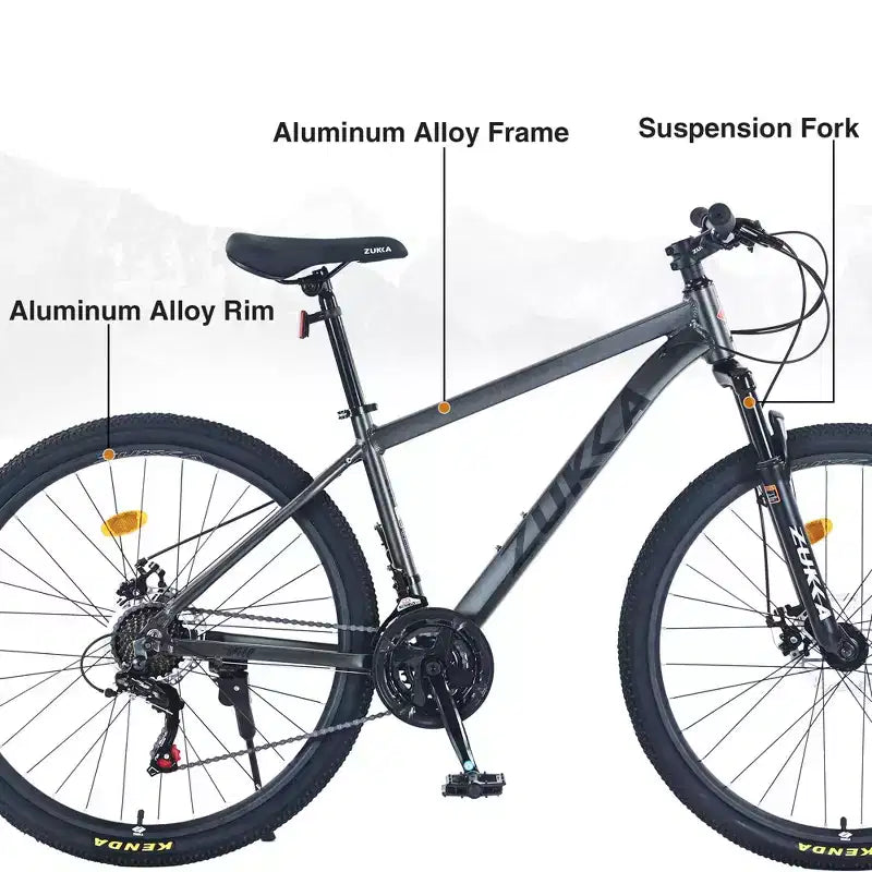 Bicicleta de montaña Okak de 27.5 pulgadas con cuadro de aleación de aluminio, bicicleta de tierra para niños con 21 velocidades y suspensión delantera, bicicleta para niños y adultos