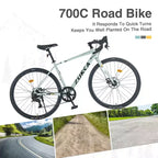 Bicicleta de carretera Okak 700C con sistema de 7 velocidades, bicicleta para adultos con cuadro y llanta de aleación de aluminio, bicicleta con freno de disco para hombres y mujeres