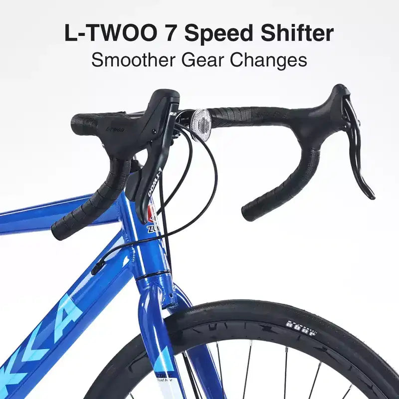 Bicicleta de carretera Okak 700C con sistema de 7 velocidades, bicicleta para adultos con cuadro y llanta de aleación de aluminio, bicicleta con freno de disco para hombres y mujeres