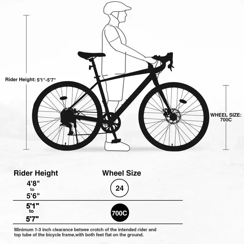 Bicicleta de carretera Okak 700C con sistema de 7 velocidades, bicicleta para adultos con cuadro y llanta de aleación de aluminio, bicicleta con freno de disco para hombres y mujeres