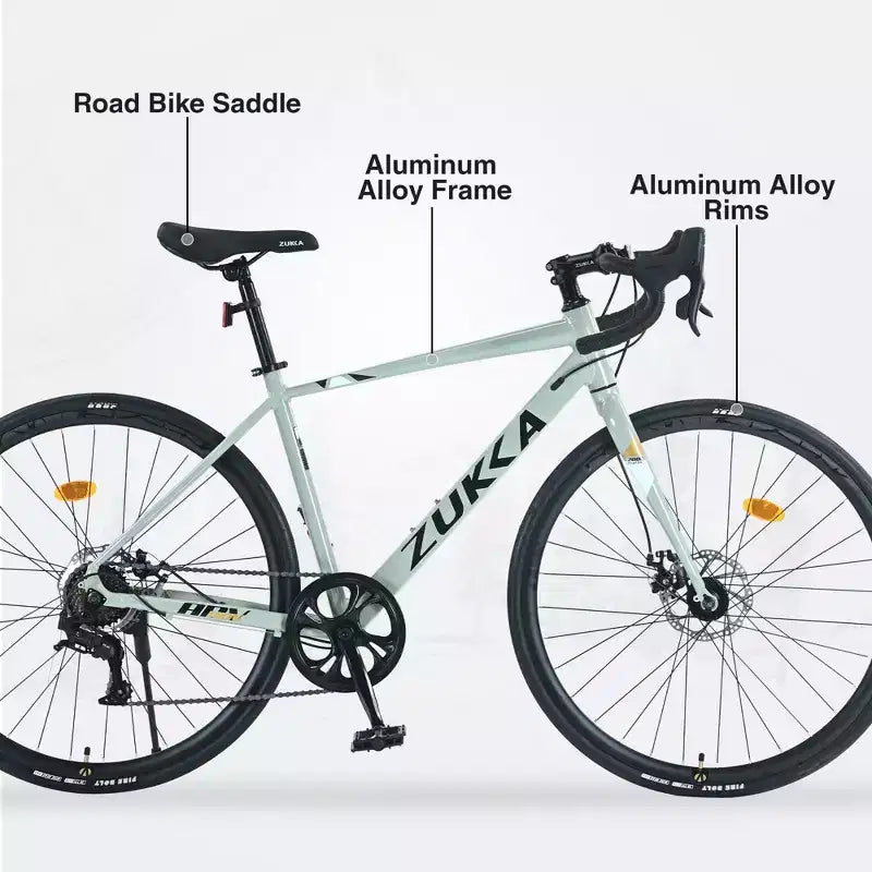 Bicicleta de carretera Okak 700C con sistema de 7 velocidades, bicicleta para adultos con cuadro y llanta de aleación de aluminio, bicicleta con freno de disco para hombres y mujeres