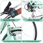 Bicicletas cruiser Okak de 22 pulgadas con cesta delantera, bicicletas para niñas con cuadro de acero, freno en V y sillines cómodos, bicicleta para adultos para niñas y mujeres