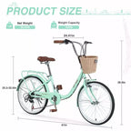 Bicicletas cruiser Okak de 22 pulgadas con cesta delantera, bicicletas para niñas con cuadro de acero, freno en V y sillines cómodos, bicicleta para adultos para niñas y mujeres