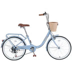 Bicicletas cruiser Okak de 22 pulgadas con cesta delantera, bicicletas para niñas con cuadro de acero, freno en V y sillines cómodos, bicicleta para adultos para niñas y mujeres