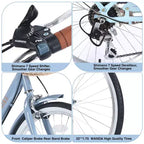 Bicicletas cruiser Okak de 22 pulgadas con cesta delantera, bicicletas para niñas con cuadro de acero, freno en V y sillines cómodos, bicicleta para adultos para niñas y mujeres
