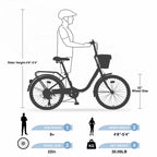 Bicicletas cruiser Okak de 22 pulgadas con cesta delantera, bicicletas para niñas con cuadro de acero, freno en V y sillines cómodos, bicicleta para adultos para niñas y mujeres