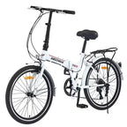 Bicicleta Plegable Okak de 24 pulgadas con 7 velocidades y cuadro de acero, bicicletas cruiser con parrilla trasera y guardabarros, bicicleta para adultos para viajes y desplazamientos