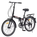 Bicicleta Plegable Okak de 24 pulgadas con 7 velocidades y cuadro de acero, bicicletas cruiser con parrilla trasera y guardabarros, bicicleta para adultos para viajes y desplazamientos