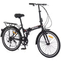 Bicicleta Plegable Okak de 24 pulgadas con 7 velocidades y cuadro de acero, bicicletas cruiser con parrilla trasera y guardabarros, bicicleta para adultos para viajes y desplazamientos