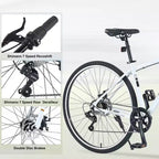 Bicicleta Híbrida Okak 700C con Cuadro de Aleación de Aluminio y Frenos de Disco Dobles, Bicicleta de Carretera con Manillar Plano, Bicicleta para Adultos para Ciclismo en Carretera y Viajes