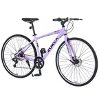 Bicicleta Híbrida Okak 700C con Cuadro de Aleación de Aluminio y Frenos de Disco Dobles, Bicicleta de Carretera con Manillar Plano, Bicicleta para Adultos para Ciclismo en Carretera y Viajes