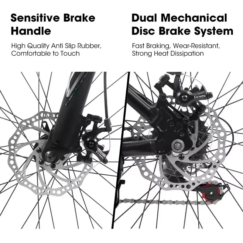 Bicicleta de montaña Okak de 27 pulgadas con horquilla de suspensión y cuadro de aluminio, bicicleta de tierra de 21 velocidades con freno de disco, bicicleta para adultos para hombres y y mujeres