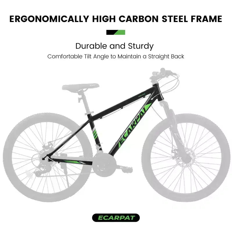 Bicicleta de montaña Okak de 27 pulgadas con horquilla de suspensión y cuadro de aluminio, bicicleta de tierra de 21 velocidades con freno de disco, bicicleta para adultos para hombres y y mujeres